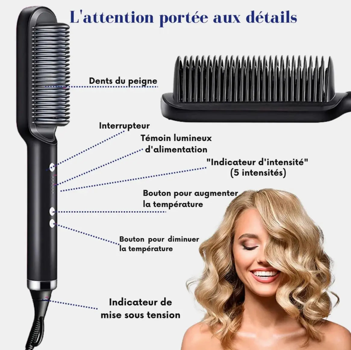 LissAura™ : Brosse lissante et Chauffante - Luminary Beaute